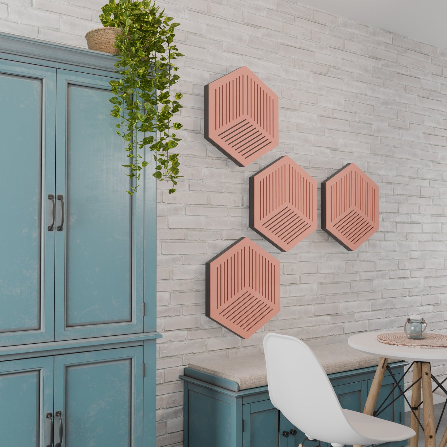 Hexa - Acoustic Wall Panels - Set of 4 - Sound diffuser panel