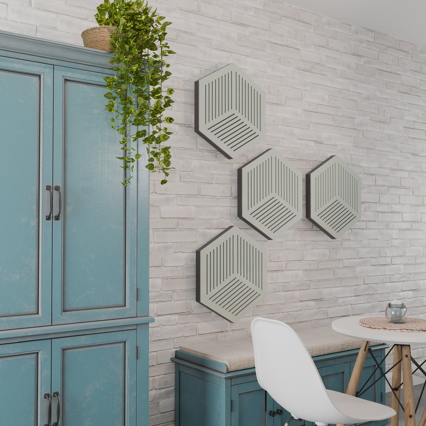 Hexa - Acoustic Wall Panels - Set of 4 - Sound diffuser panel