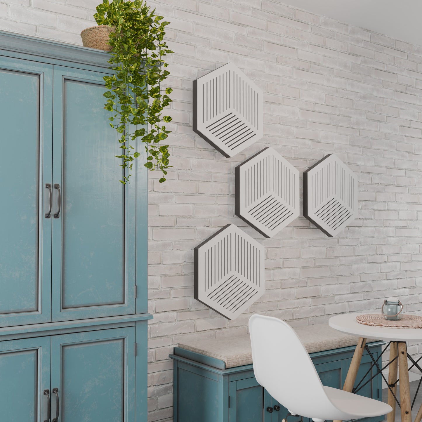 Hexa - Acoustic Wall Panels - Set of 4 - Sound diffuser panel